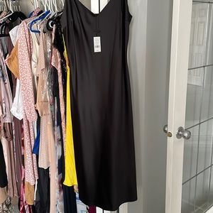 Black satin slip dress size med